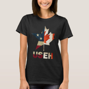 USEH Leaf Canadian American Flag Canada USA Flag G T-Shirt