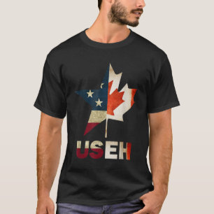 USEH Leaf Canadian American Flag Canada USA Flag G T-Shirt