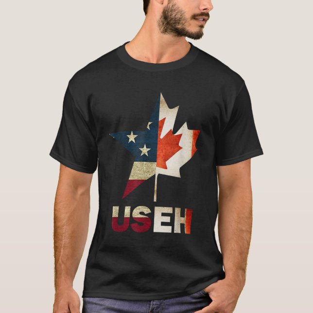 USEH Leaf Canadian American Flag Canada USA Flag G T-Shirt (Front)