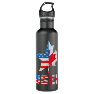 Useh Leaf Canadian American Flag Maple Canada Usa  710 Ml Water Bottle