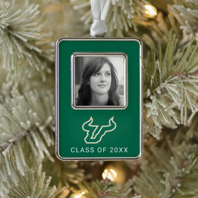 USF Bulls Silver Plated Framed Ornament (Tree)