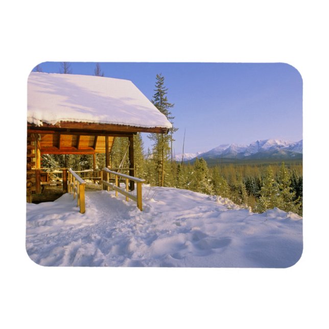 USFS Schnauss Cabin rental in Winter ovelooking Magnet (Horizontal)