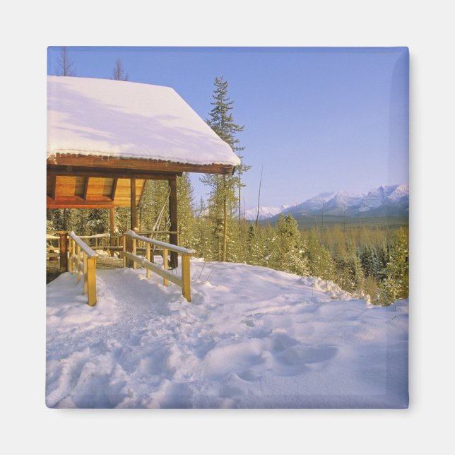 USFS Schnauss Cabin rental in Winter ovelooking Magnet (Front)