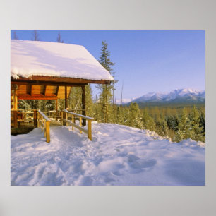 USFS Schnauss Cabin rental in Winter ovelooking Poster
