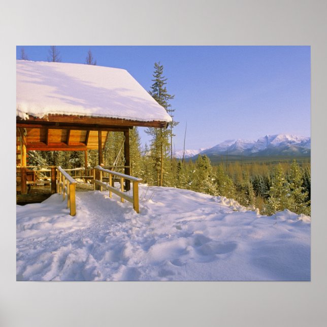 USFS Schnauss Cabin rental in Winter ovelooking Poster (Front)