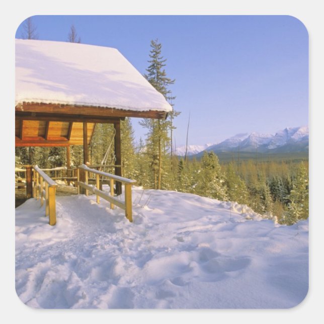 USFS Schnauss Cabin rental in Winter ovelooking Square Sticker (Front)