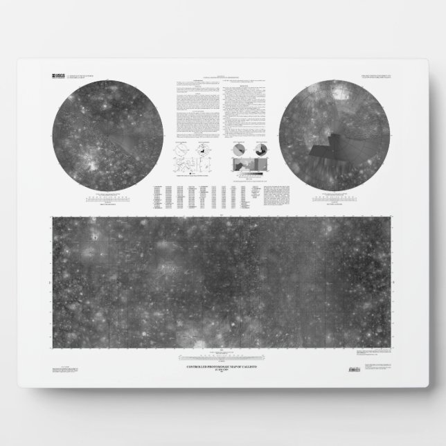 USGS Map of Jupiter Moon Callisto Plaque (Front)