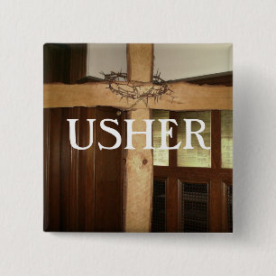 USHER 15 CM SQUARE BADGE