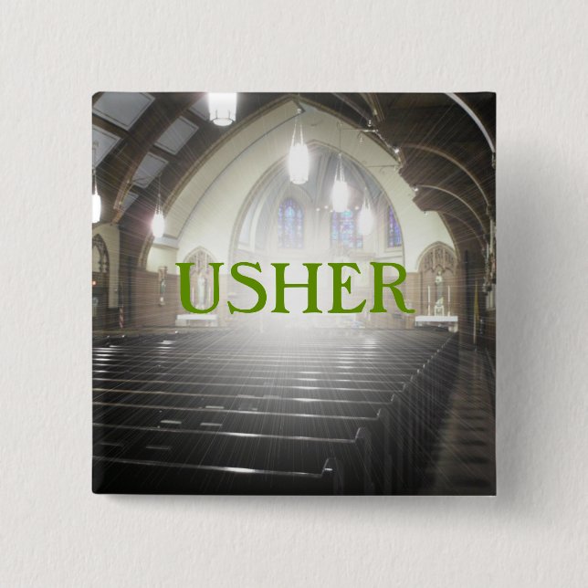 USHER 15 CM SQUARE BADGE (Front)