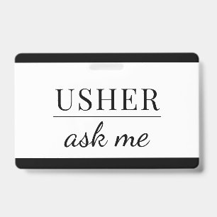 Usher Ask Me Badge ID Badge