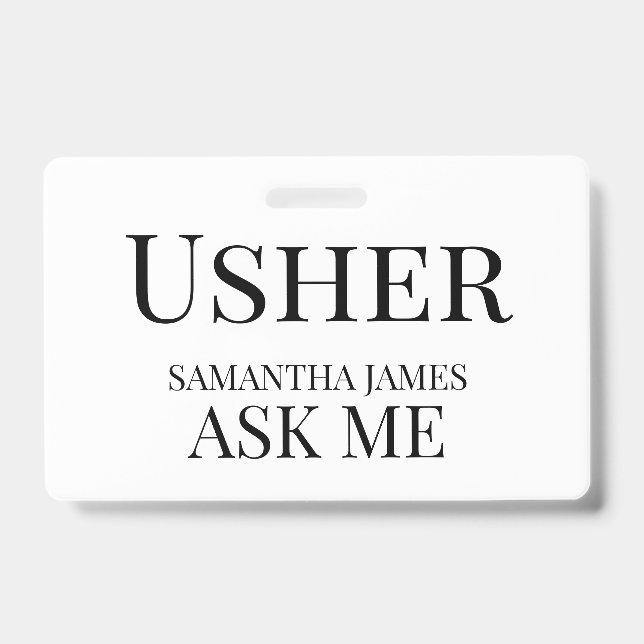 Usher Badge ID Badge (Front)