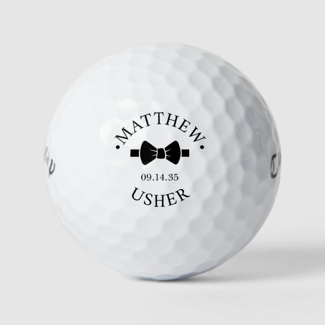 Usher Black Bow Tie Golf Balls (Front)