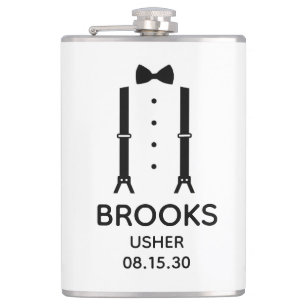 Usher Black Bow Tie Hip Flask