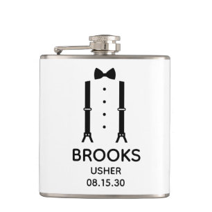 Usher Black Bow Tie Hip Flask