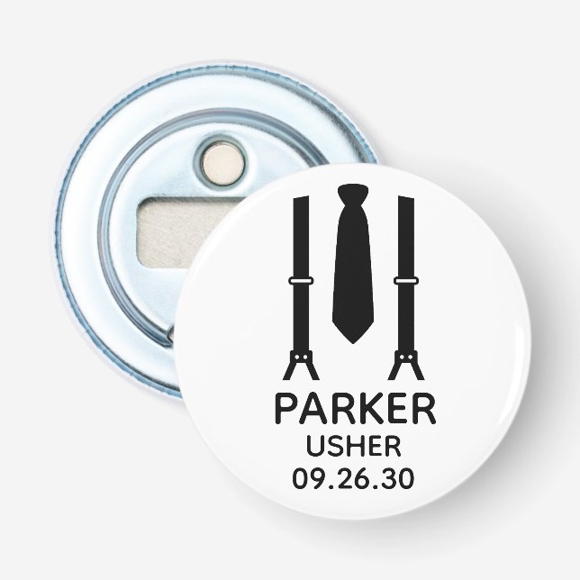 Usher Black Tie Bottle Opener (Front)