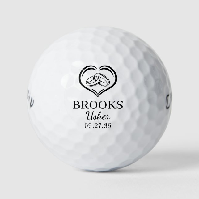 Usher Black Wedding Rings Golf Balls (Front)