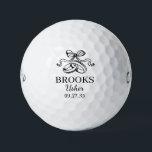 Usher Black Wedding Rings Golf Balls<br><div class="desc">These golf balls are a great favor for the ushers in your wedding party. They feature a pair of wedding rings topped with an elegant bow in black. With a first name in a traditional CAP font and the job best man in a coordinating script font also in black they're...</div>