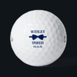 Usher Blue Bow Tie Golf Balls<br><div class="desc">These golf balls are a great favour for the ushers in your wedding. They feature a blue bow tie with the usher's name above it in a modern CAP font and the words Usher along with the wedding date below. They'd be great for a bachelor party or weekend. The job...</div>