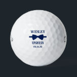 Usher Blue Bow Tie Golf Balls<br><div class="desc">These golf balls are a great favour for the ushers in your wedding. They feature a blue bow tie with the usher's name above it in a modern CAP font and the words Usher along with the wedding date below. They'd be great for a bachelor party or weekend. The job...</div>