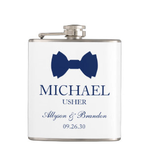Usher Blue Bow Tie Hip Flask