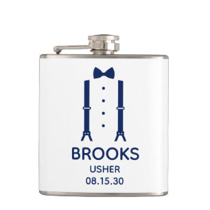 Usher Blue Bow Tie Hip Flask