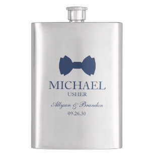 Usher Blue Bow Tie Hip Flask