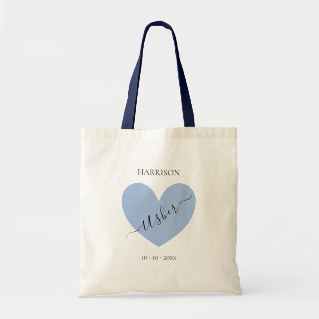 Usher Blue Heart Personalised Tote Bag (Front)