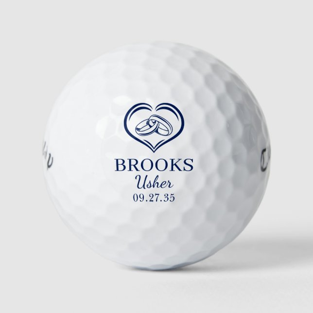 Usher Blue Wedding Rings Golf Balls (Front)
