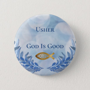 Usher Christian Church God Is Good Modern 6 Cm Round Badge