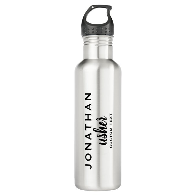 Usher Custom Wedding Favour Modern Monogram 710 Ml Water Bottle (Front)