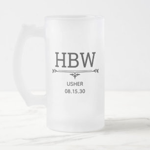 Usher Initials Frosted Glass Beer Mug