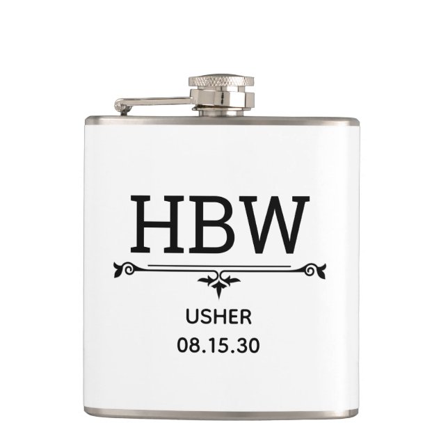 Usher Initials Hip Flask (Front)
