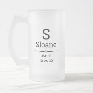 Usher Monogrammed Frosted Glass Beer Mug