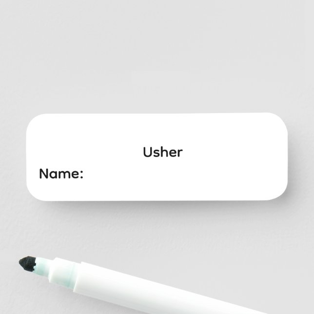 Usher Reusable Dry Erase Name Tag (In Situ)
