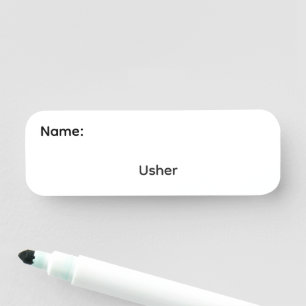 Usher Reusable Dry Erase Name Tag Pinback