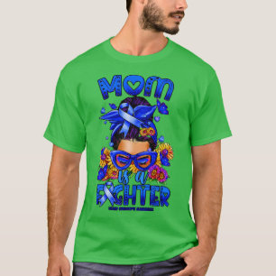 Usher Syndrome Awareness Mum fighter messy bun T-Shirt