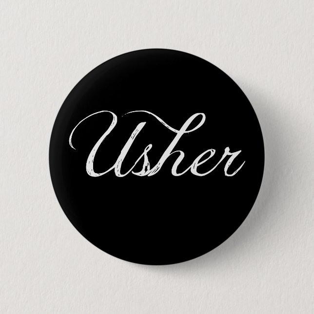 Usher Wedding Badge Pin Button (Front)