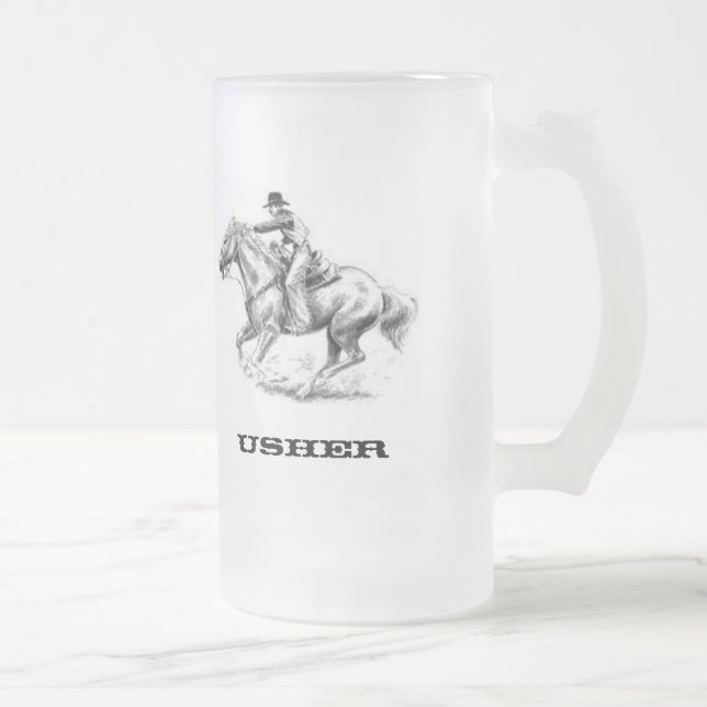Usher, Western Wedding Frosted Glass Beer Mug (Right)