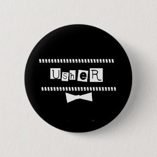 Usher White on Black 6 Cm Round Badge