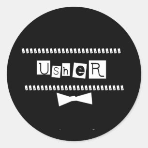 Usher White on Black Classic Round Sticker