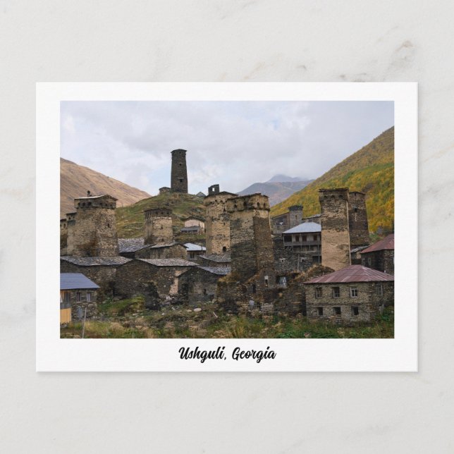 Ushguli village in Svaneti, Georgia postcard (Front)
