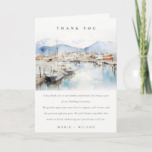 Ushuaia, Argentina Watercolor Landscape Wedding Thank You Card