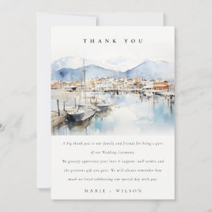Ushuaia, Argentina Watercolor Landscape Wedding Thank You Card