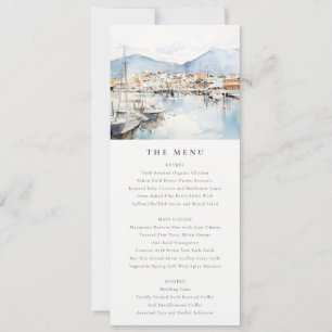 Ushuaia, Argentina Watercolor Scape Wedding Menu Invitation