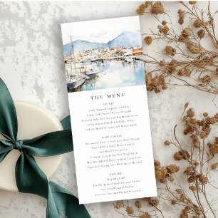 Ushuaia, Argentina Watercolor Scape Wedding Menu Invitation