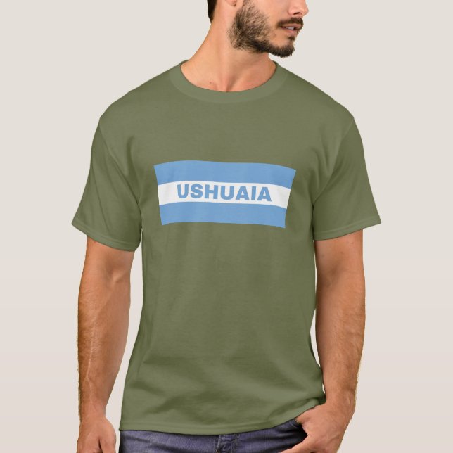 Ushuaia in Argentine Flag Colours T-Shirt (Front)