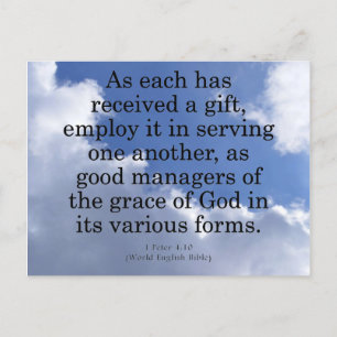 Using Gifts from God 1 Peter 4:10 Postcard
