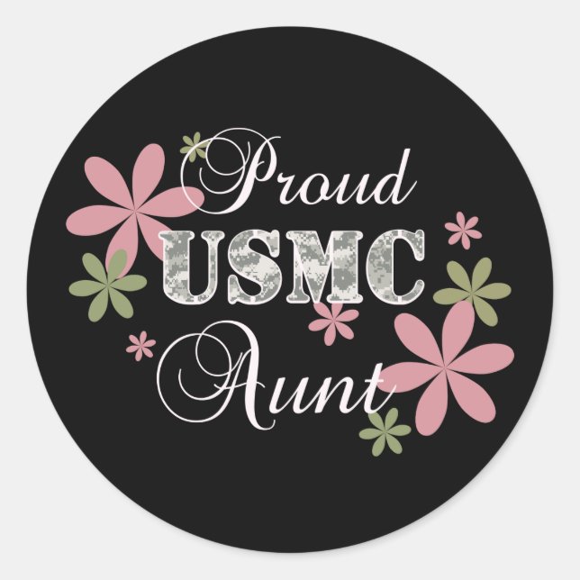 USMC Aunt [fl camo] Classic Round Sticker (Front)