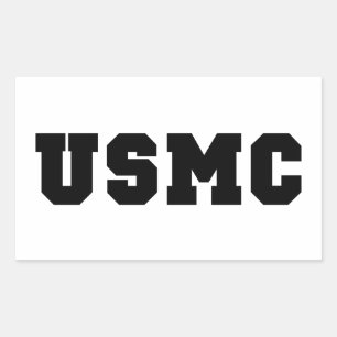 USMC [bold text] Rectangular Sticker