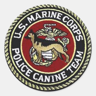 USMC CANINE TEAM CLASSIC ROUND STICKER